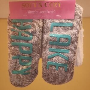 Simply Southern Soft & Cozy Gray Socks with Teal Accents